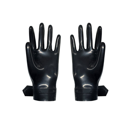 Black Latex Wrist-Buckle Gloves