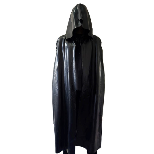 Black latex cape with hood