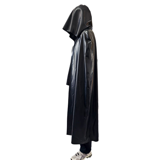Black latex cape with hood