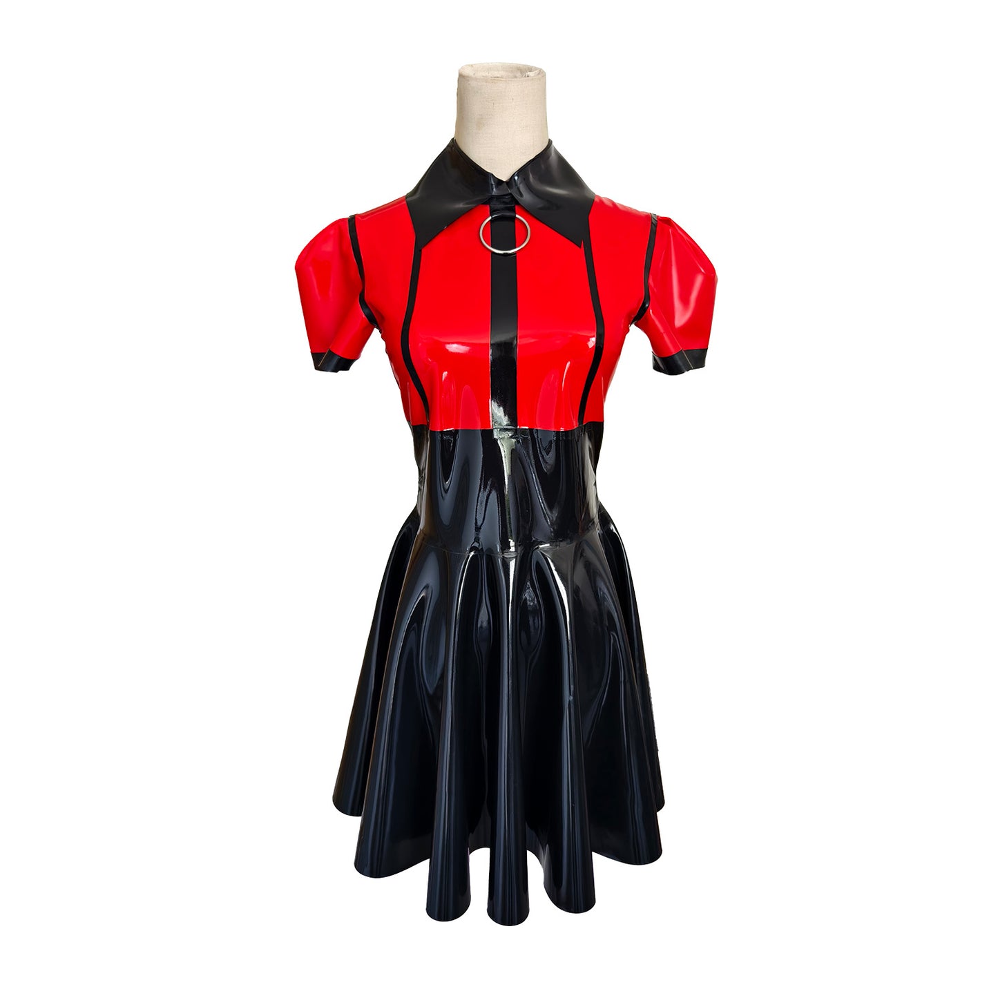 Women's Color-Block Latex Rubber Dress