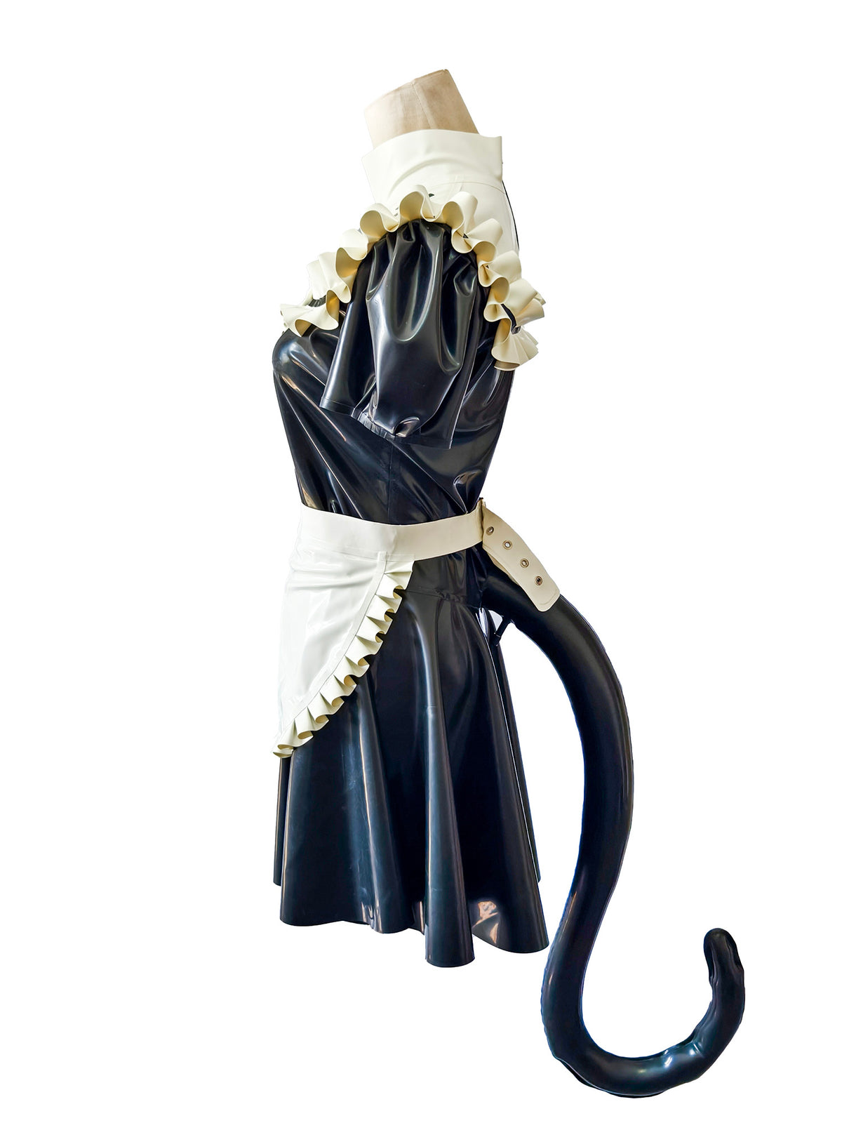 Latex Maid Dress Uniform with Inflatable tail
